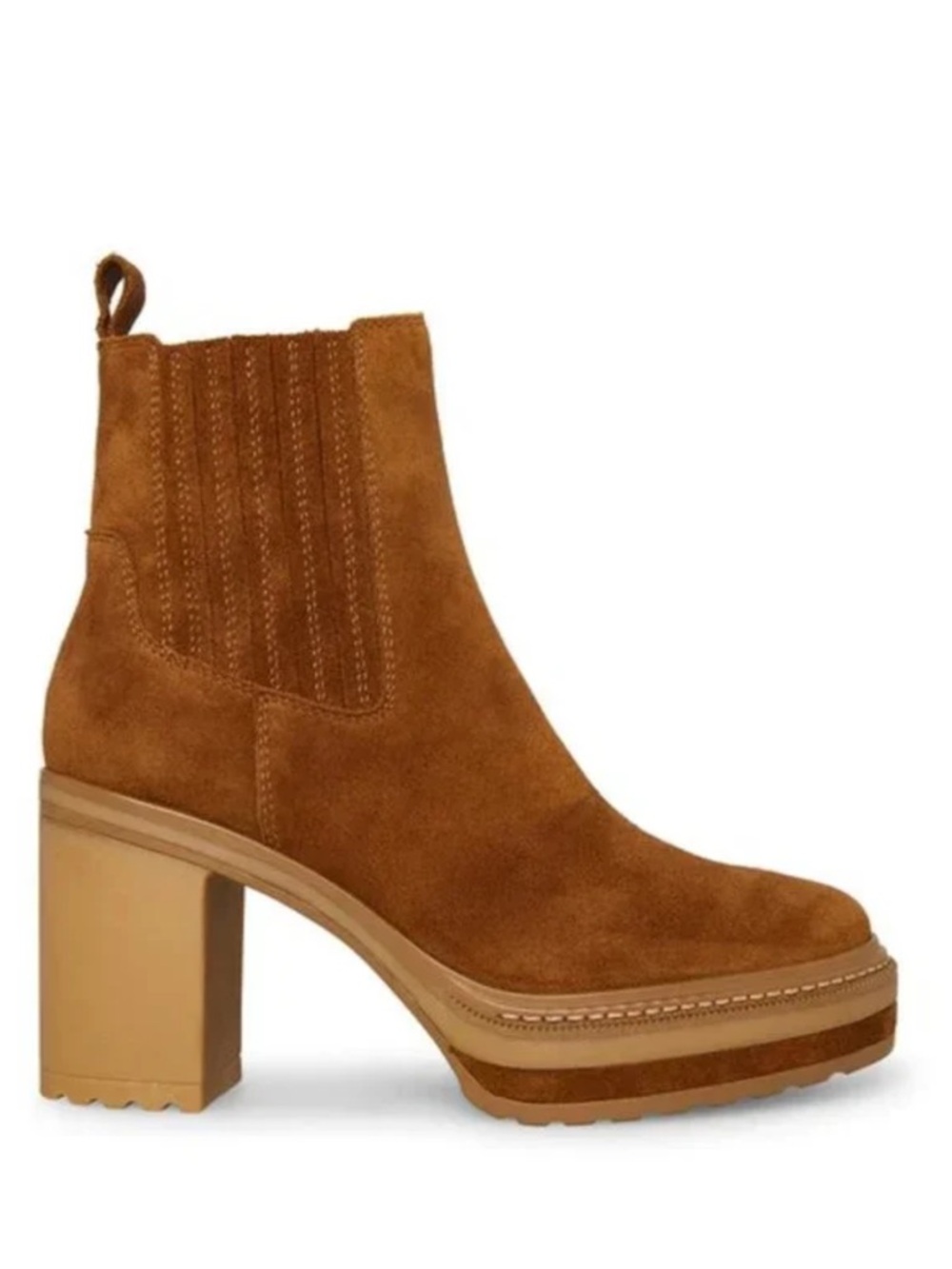 Dolce Vita Women's Suede Platform Chelsea Boot in Cognac Brown